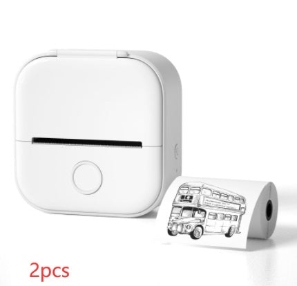 Portable Mini Thermal Label & Photo Printer – Bluetooth Compatible White 2pcs USB Infinite Avenue