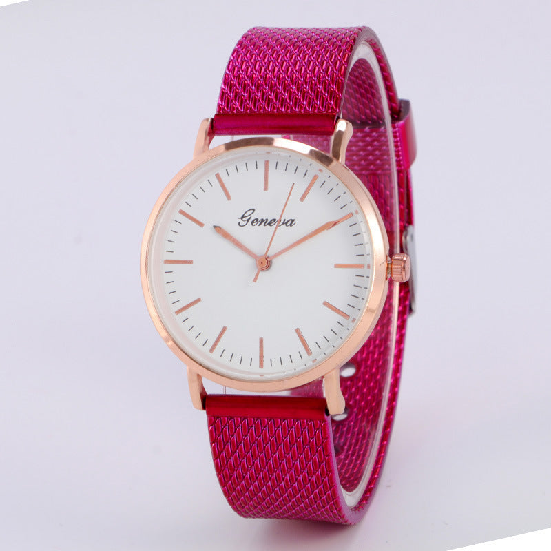 Geneva Watch Dial Plate Mesh Belt Female Minimalist Thin Rose Red Infinite Avenue