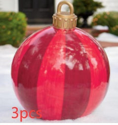 60CM Inflatable PVC Christmas Ball – Outdoor Tree Ornament Red stripes 3PCS 60cm Infinite Avenue