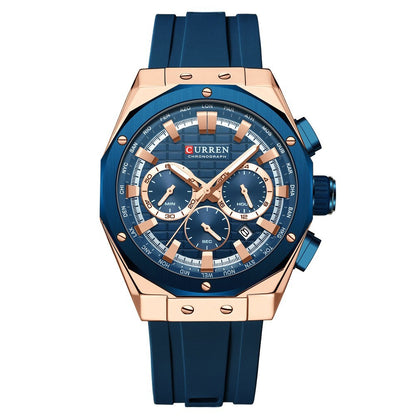 Men's Calendar Quartz Watch Business Rose Shell Blue Infinite Avenue