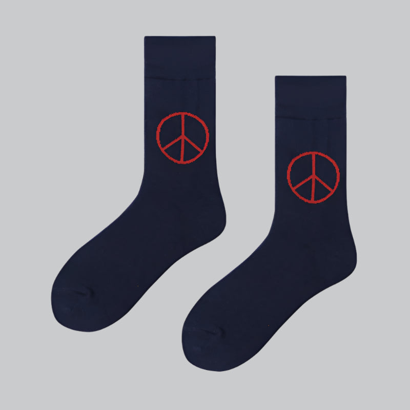 Creative Printed Mid-Length Casual Socks – Breathable Black Logo Free Size 39 to 44 Infinite Avenue