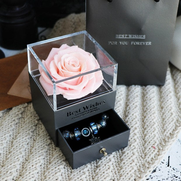 Eternal Flower Rose Jewelry Box for Birthday Presents Valentines Day Wedding Gift Pink Infinite Avenue