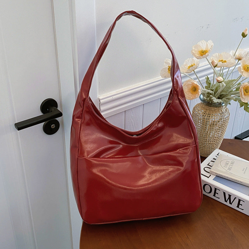 Autumn Winter Simple Commute Shoulder Bag Red Infinite Avenue