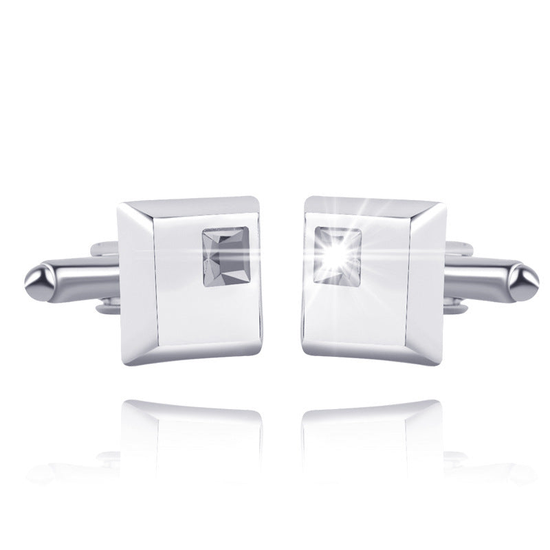 Alloy Spot Drill Fashion Men's Square Cufflinks XK1060 Silver Alloy Infinite Avenue