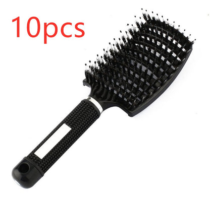 Hairbrush Anti Klit Brushy Haarborstel Women Detangler Hair Brush Bristle Nylon Scalp Massage Teaser Hair Brush Comb Black Brush 10pcs Infinite Avenue