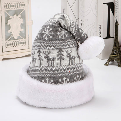 Knitted Snowflake Deer Christmas Hat Gray White Deer Infinite Avenue