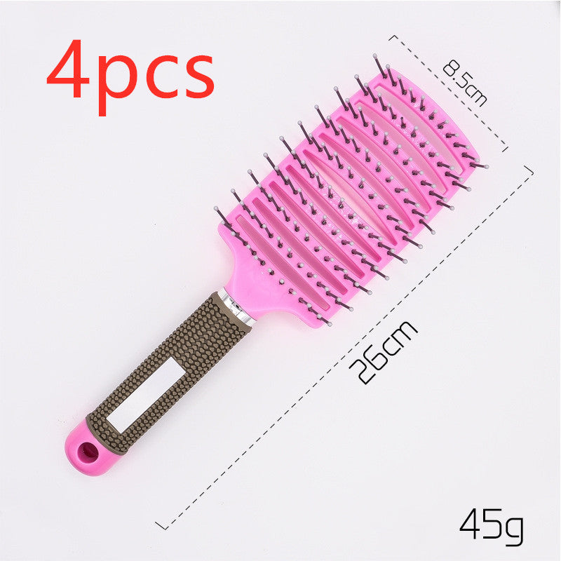 Hairbrush Anti Klit Brushy Haarborstel Women Detangler Hair Brush Bristle Nylon Scalp Massage Teaser Hair Brush Comb Pink No brush 4pcs Infinite Avenue