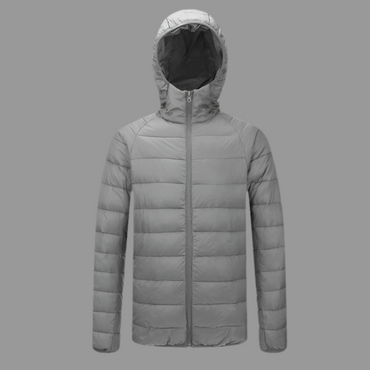 Men’s Lightweight Hooded Winter Coat – Warm Zipper Jacket Hooded light gray Infinite Avenue