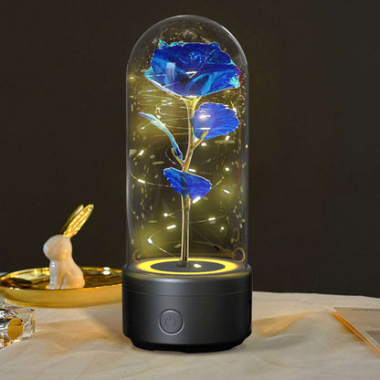 Creative 2 In 1 Rose Flowers LED Light And Bluetooth-compatible Speaker Valentine's Day Gift Rose Luminous Night Light Ornament In Glass Cover Infinite Avenue