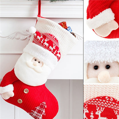 Large Red & White Knitted Christmas Stocking – Santa Fireplace Decor Infinite Avenue