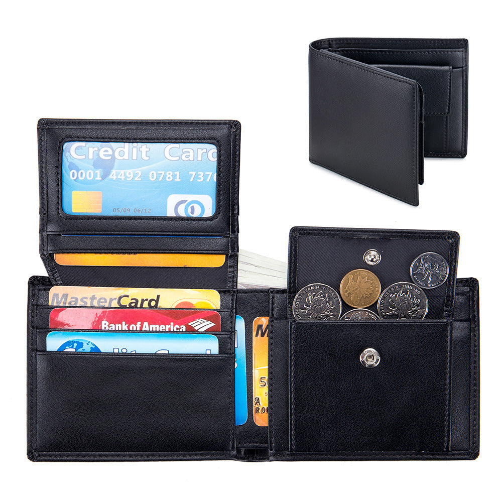 Men's Short Wallet Genuine Leather Trifold Wallet Infinite Avenue