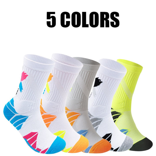 5 Pairs For Men Compression Running Socks Athletic Socks With Cushion Basketball Sport Socks Anti-odor And Anti-slip For Running Fitness Hiking And Cycling Men Infinite Avenue