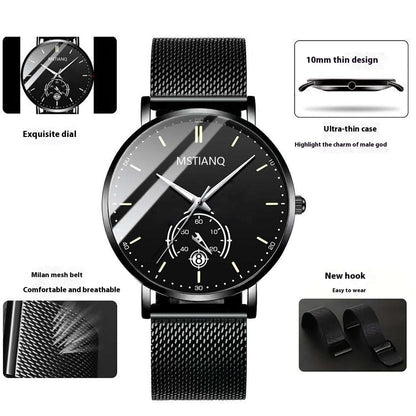 Trade Watch Stylish Black Technology Belt Refined Steel Korean Casual Calendar Mesh Belt White Plate Infinite Avenue