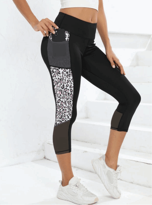 Female Leopard Splicing High Waist Yoga Pants - Infinite Avenue