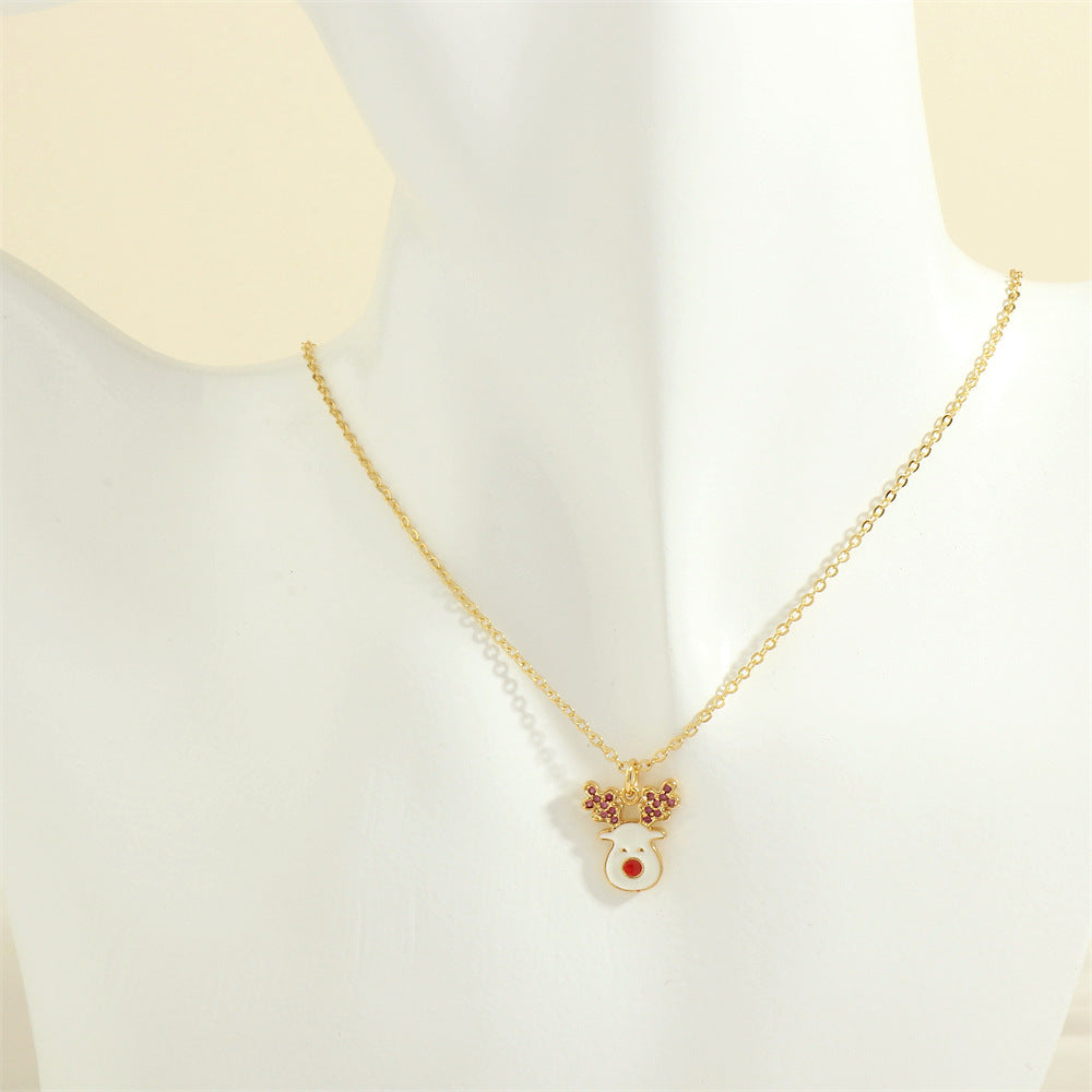 Christmas Tree & Santa Necklace – Rhinestone Clavicle Chain for Women NE2089 P Infinite Avenue