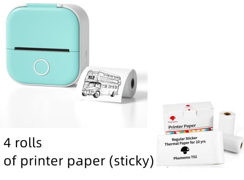 Portable Mini Thermal Label & Photo Printer – Bluetooth Compatible All green set USB Infinite Avenue