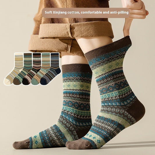 Retro Ethnic Rhombus Mid-Calf Socks Infinite Avenue