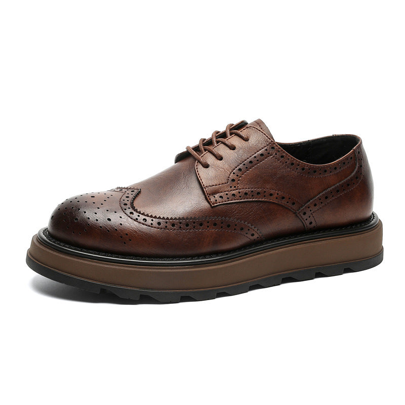 Carved Business Commute Casual Leather Shoes Infinite Avenue