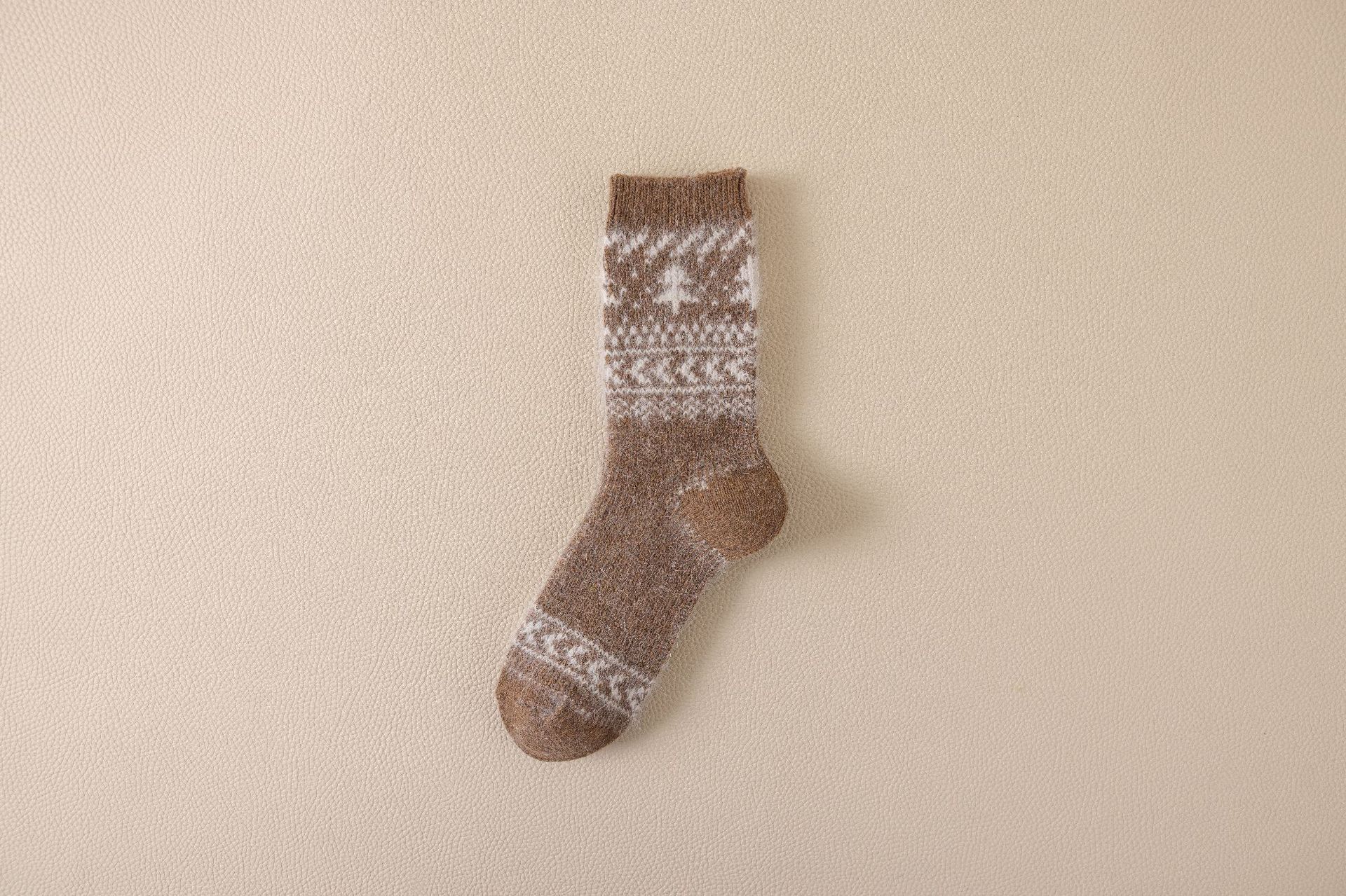 Autumn & Winter Mid-Calf Thick Knit Women's Socks 3 Light Coffee Infinite Avenue