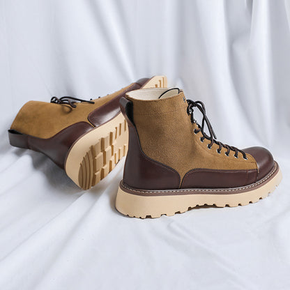 Patchwork Retro All-matching Work Clothes Boots Infinite Avenue