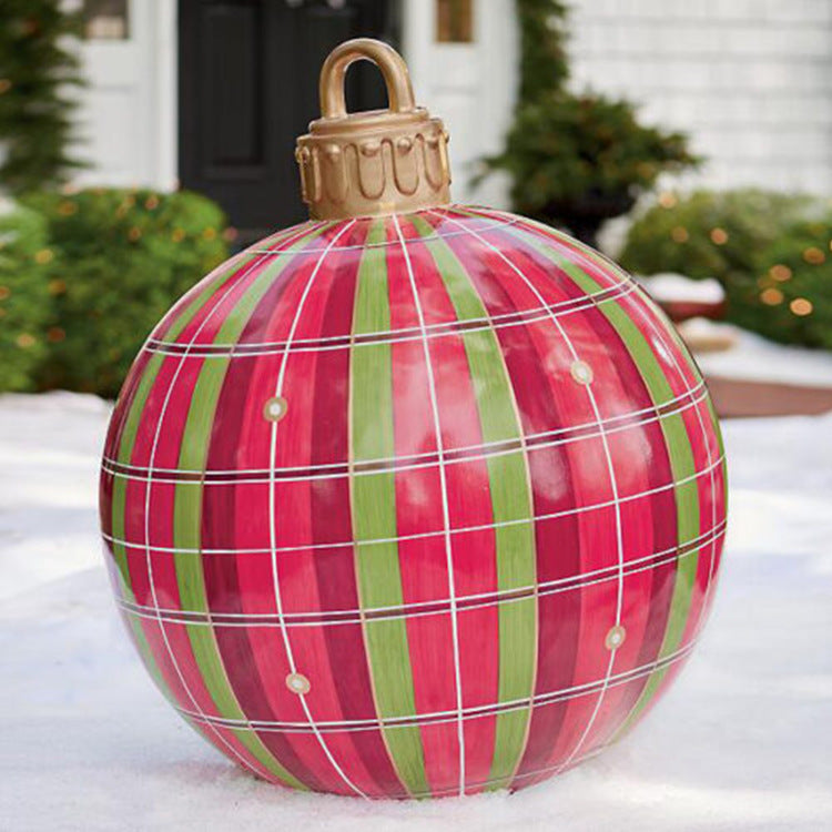 60CM Inflatable PVC Christmas Ball – Outdoor Tree Ornament Red grids 1PC 60cm Infinite Avenue