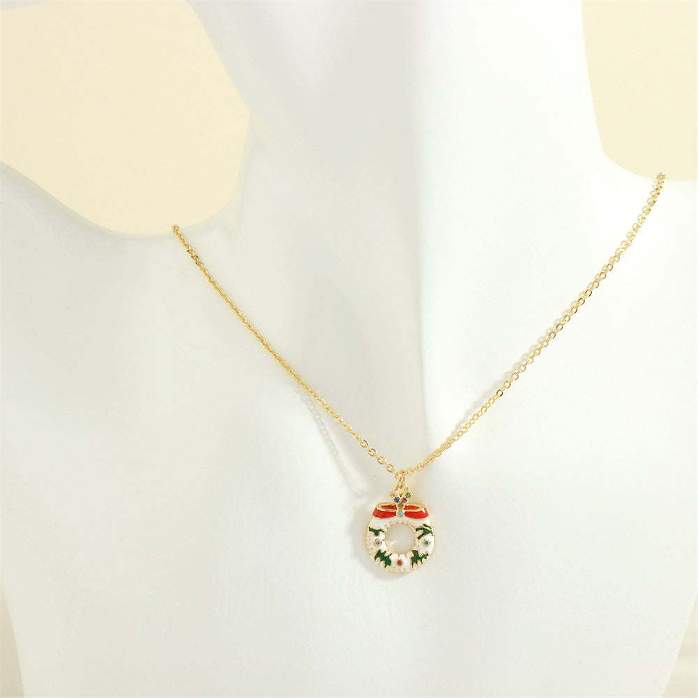 Christmas Tree & Santa Necklace – Rhinestone Clavicle Chain for Women NE2089 L Infinite Avenue