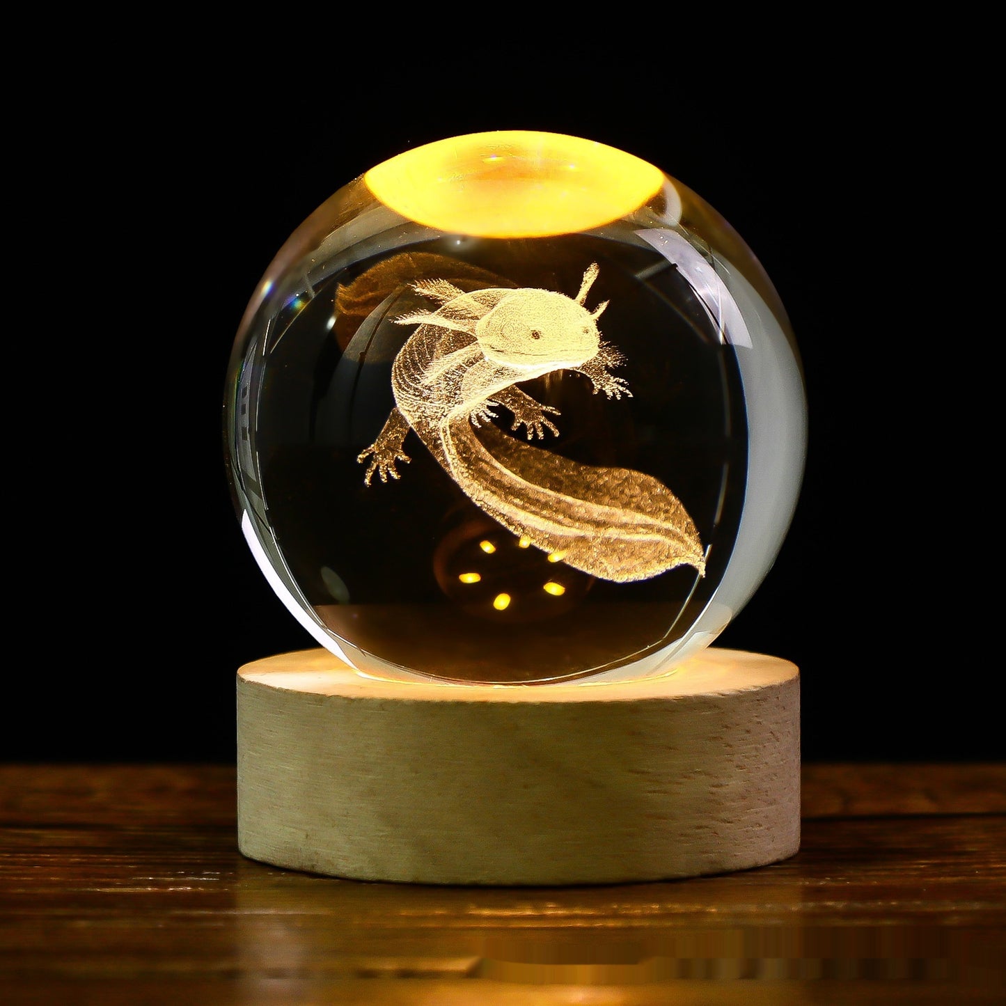 Luminous Starry Sky Crystal Ball – Moon Night Light & Gift Solid Wood Lamp Holder Newt 6cm Crystal Ball Infinite Avenue