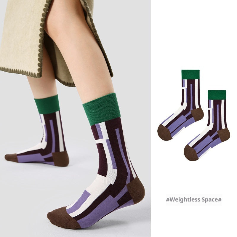 Vintage Court Style Mid-Length Socks Weightlessness Space Average Size Infinite Avenue