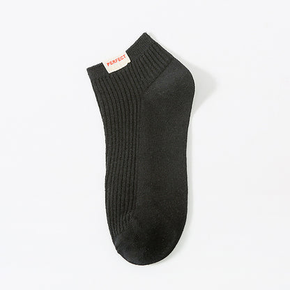 Men's Solid Color Calibration Socks – Double Needle Cotton Black Free Size Infinite Avenue