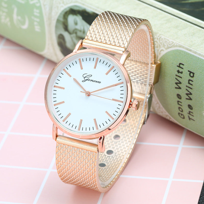 Geneva Watch Dial Plate Mesh Belt Female Minimalist Thin Gold Infinite Avenue