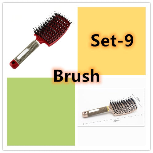 Hairbrush Anti Klit Brushy Haarborstel Women Detangler Hair Brush Bristle Nylon Scalp Massage Teaser Hair Brush Comb Set 9 Brush Set Infinite Avenue