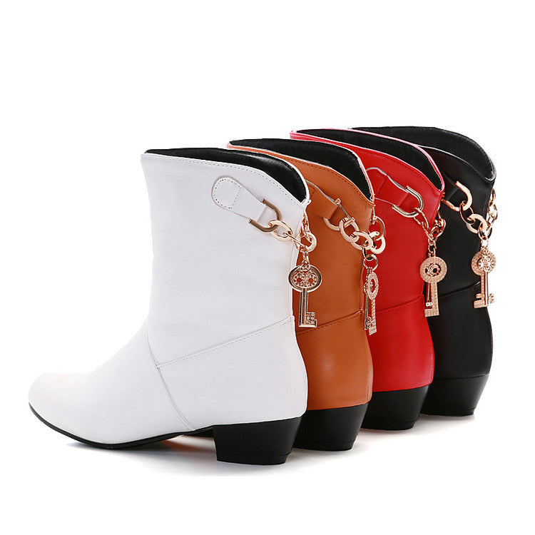 Women's Low-heeled Premium PU Ankle Boots Infinite Avenue