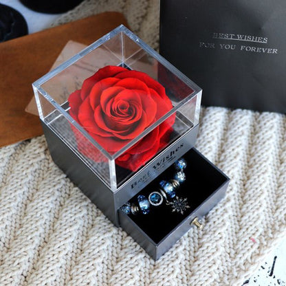 Eternal Flower Rose Jewelry Box for Birthday Presents Valentines Day Wedding Gift Red Infinite Avenue