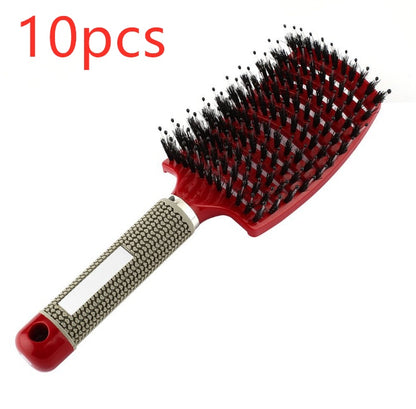 Hairbrush Anti Klit Brushy Haarborstel Women Detangler Hair Brush Bristle Nylon Scalp Massage Teaser Hair Brush Comb Red Brush 10pcs Infinite Avenue