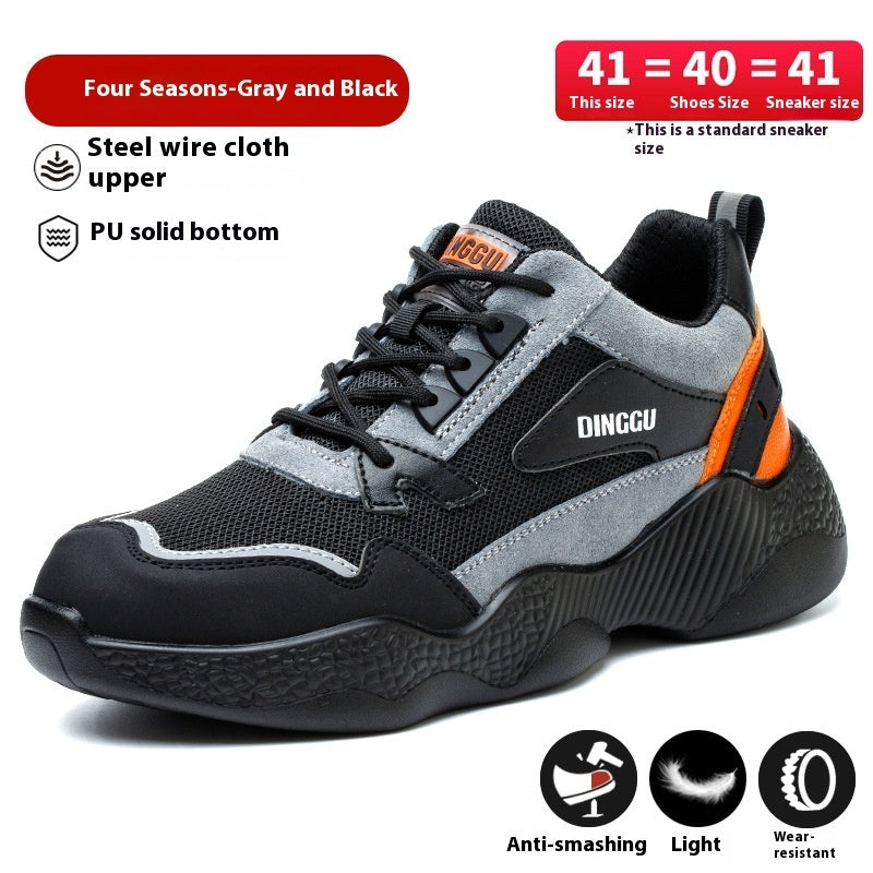 Men's Anti-smashing And Anti-penetration Steel Toe Cap Lightweight And Wear-resistant Work Shoes Dark gray Infinite Avenue