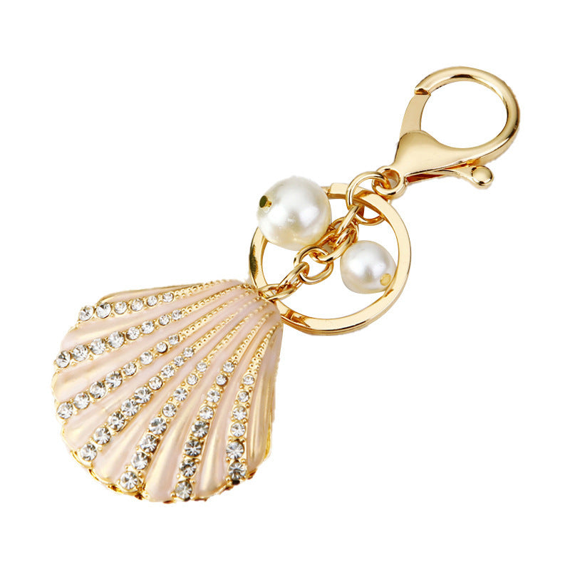 Rhinestone Pearl Shell Car Key Ring Infinite Avenue