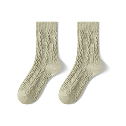 Autumn Winter Thickened Mid-Calf Cotton Socks for Women Green Free Size 36 to 39 Infinite Avenue