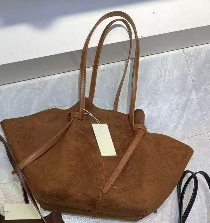 Women's Suede Shoulder Tote Bag – Large Capacity, Portable Caramel 21x15x37CM Infinite Avenue