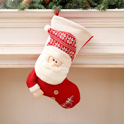 Large Red & White Knitted Christmas Stocking – Santa Fireplace Decor Santa Claus Infinite Avenue