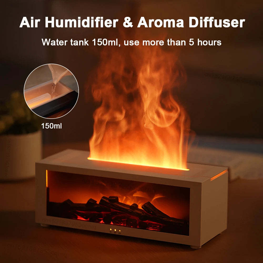 New Flame Aromatherapy Machine Colorful Essential Oil Diffuser Home Large Fog Volume Flame Humidifier 3D Flame Fireplace Machine Infinite Avenue