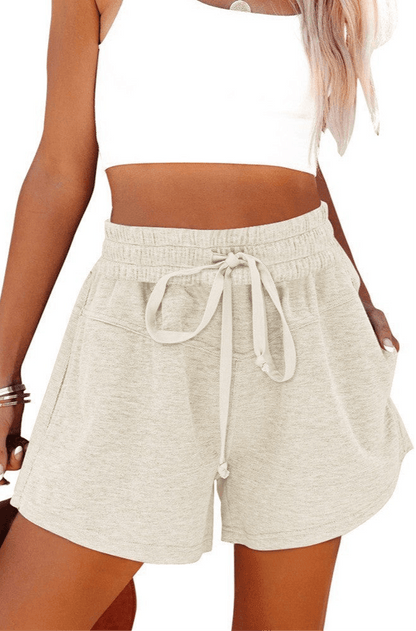 Women's Lace Up Casual Pocket Solid Color Shorts - Infinite Avenue