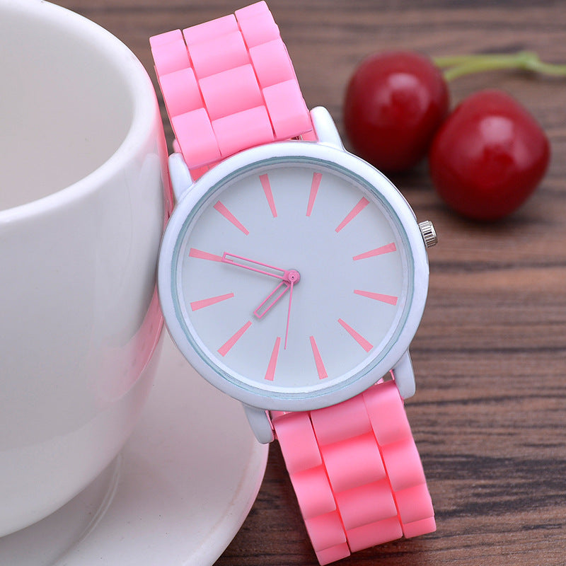 Classic Ultra-thin Silicone Watch Female Student Pink Infinite Avenue