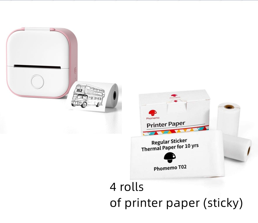 Portable Mini Thermal Label & Photo Printer – Bluetooth Compatible Pink set USB Infinite Avenue