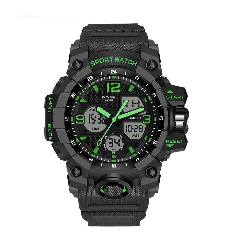 Electronic Youth Student Fashion Trend Cool Men's Watch 6030 Black And Green Men's Infinite Avenue