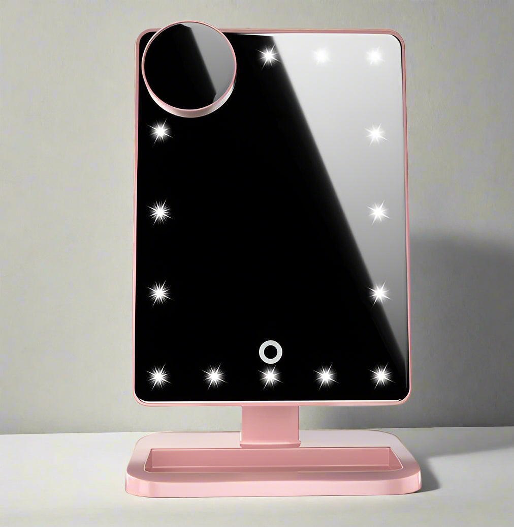 LED Touchscreen Makeup Mirror with Bluetooth & 10X Magnification Rose gold Infinite Avenue