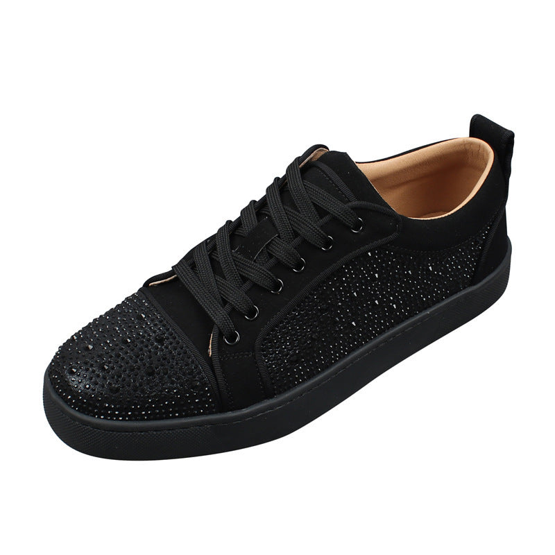 Men's Rhinestone Red Bottom Low-top Comfortable Breathable Fashion Sneakers Infinite Avenue