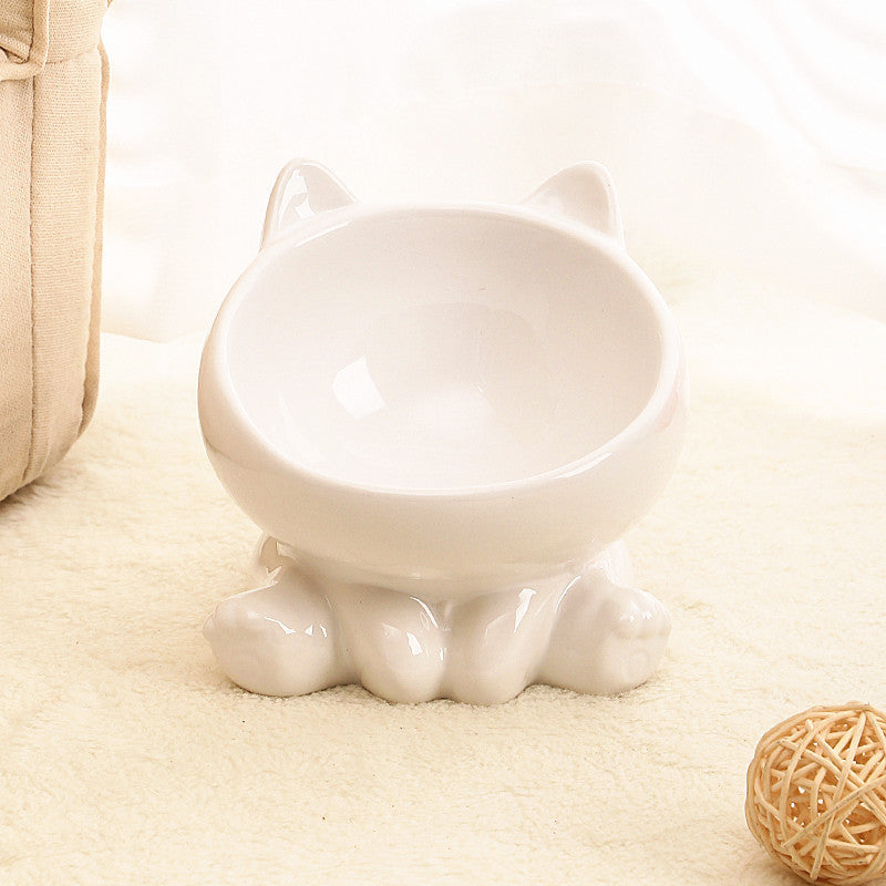 Ceramic Cat Bowl Cat Bowl Cat Food Bowl Neck Guard Oblique Mouth Dog Bowl Pet Bowl Infinite Avenue