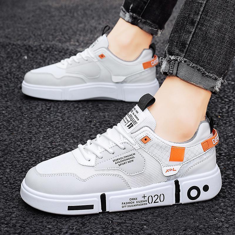 Men's Simple Casual Sports Student Board Shoes White And Gray Infinite Avenue