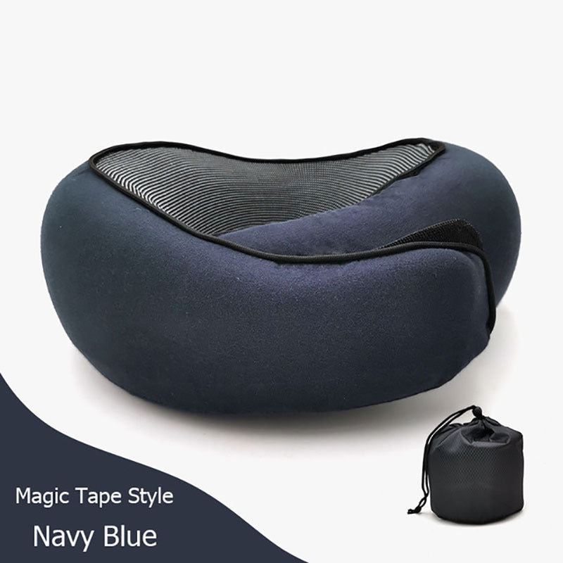 Travel Neck Pillow Non-Deformed Airplane Pillow Travel Neck Cushion Durable U-Shaped Travel Memory Cotton Nap Neck Pillow Navy blue velcro Infinite Avenue