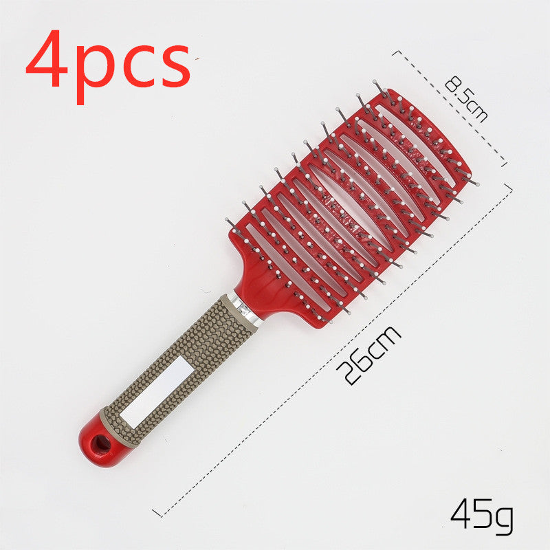 Hairbrush Anti Klit Brushy Haarborstel Women Detangler Hair Brush Bristle Nylon Scalp Massage Teaser Hair Brush Comb Red No brush 4pcs Infinite Avenue